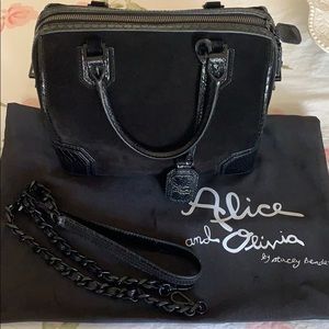 Alice + Olivia Suede Satchel Speedy Crossbody bag